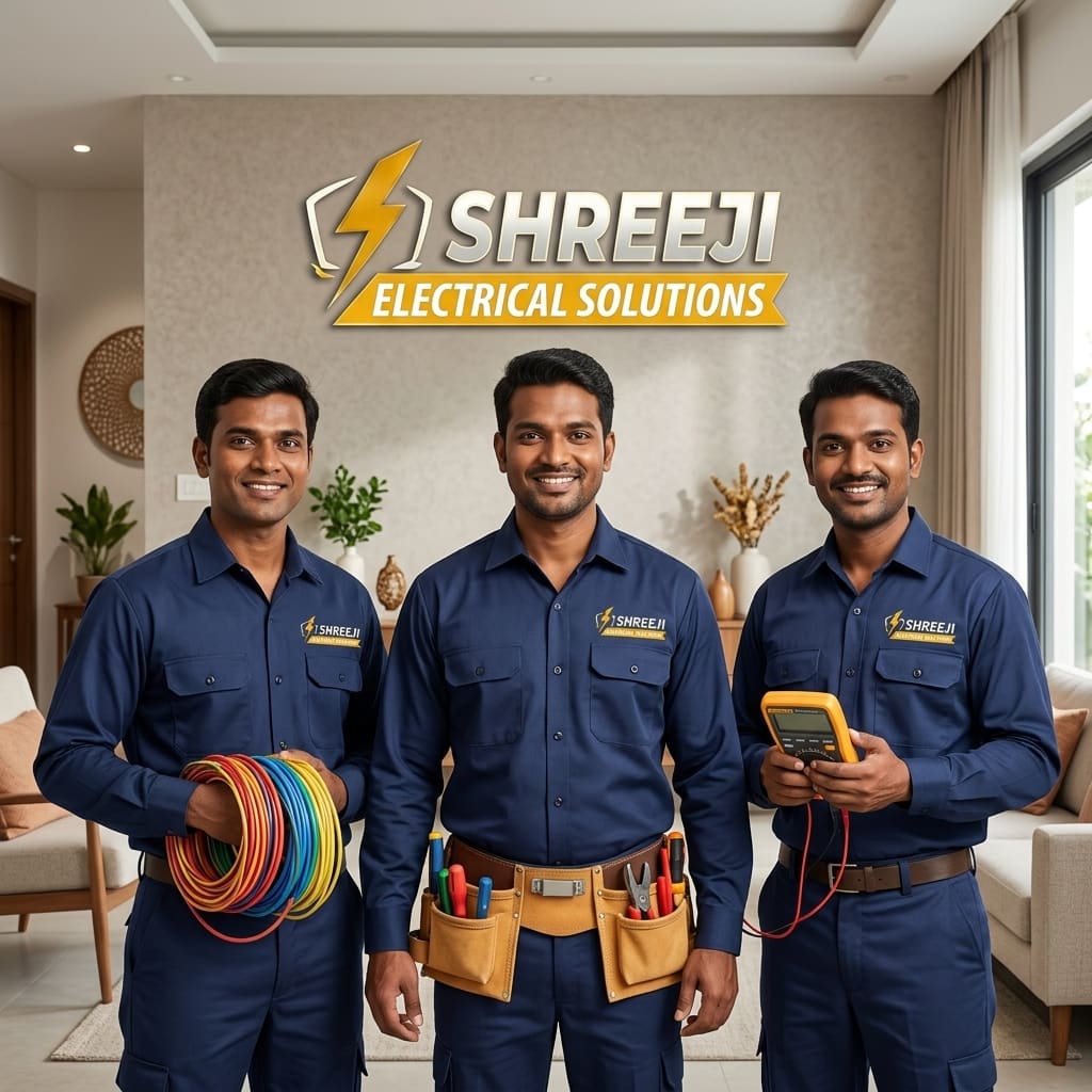 Shreeji Electrical Solutions technician at work in Bhayli